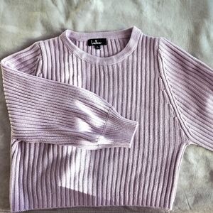 Lulu's Lavender 'Take The Chill Off' Ribbed Crewneck Balloon Sleeve Sweater